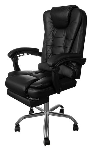 Scaun de birou cu suport de picioare, functie balansare, inaltime reglabila, pozitie adjustabila, piele ecologica, negru - imagine 14